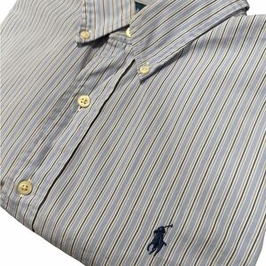 Ralph Lauren Xl Custom Fit Long Sleeve Shirt Light Blue With Stripes